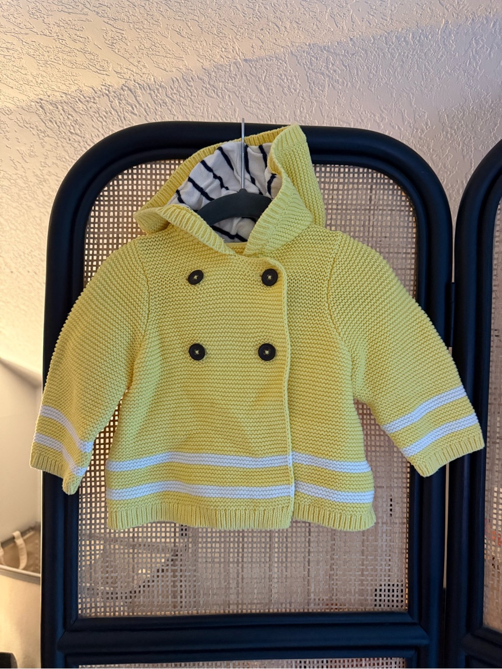 Baby Gap Boys Girls Bear Hooded Double Breasted Cotton Jacket Yellow 3-6 Months
